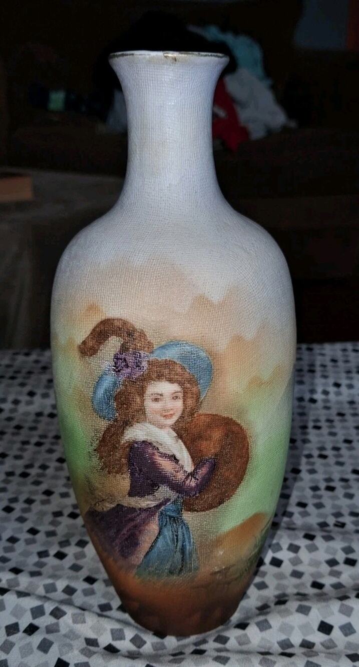 Royal Bayreuth Bavaria Porcelain Victorian Female portrait Tapestry Vase